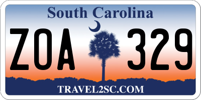 SC license plate ZOA329
