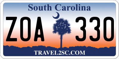 SC license plate ZOA330