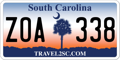 SC license plate ZOA338