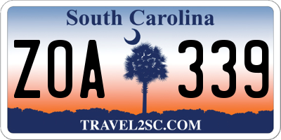 SC license plate ZOA339