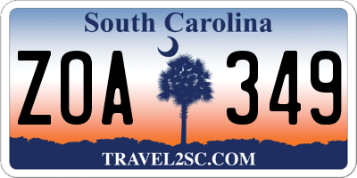 SC license plate ZOA349