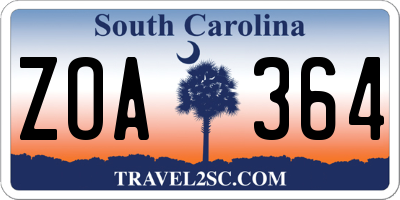 SC license plate ZOA364