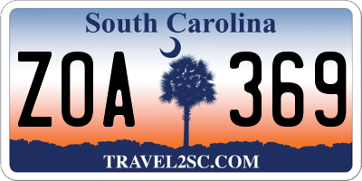 SC license plate ZOA369