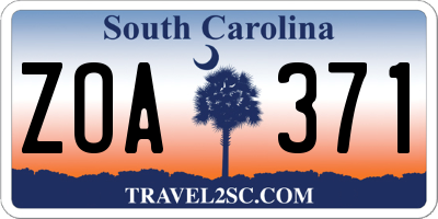 SC license plate ZOA371