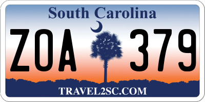 SC license plate ZOA379