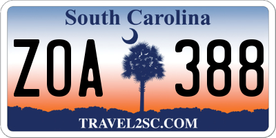 SC license plate ZOA388