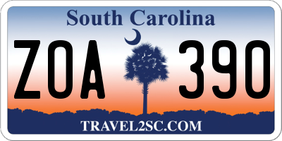 SC license plate ZOA390
