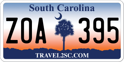 SC license plate ZOA395