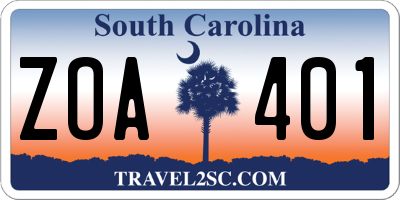SC license plate ZOA401