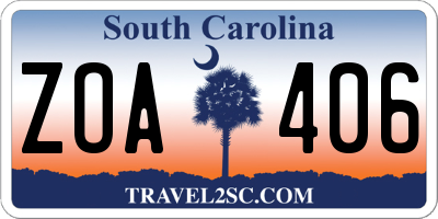 SC license plate ZOA406