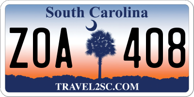 SC license plate ZOA408