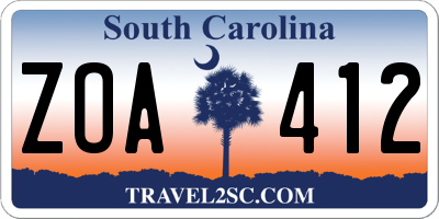 SC license plate ZOA412