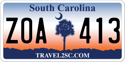 SC license plate ZOA413