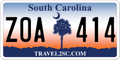 SC license plate ZOA414