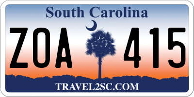 SC license plate ZOA415