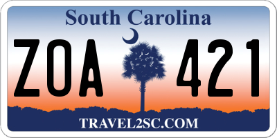 SC license plate ZOA421