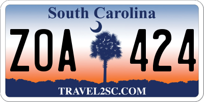 SC license plate ZOA424