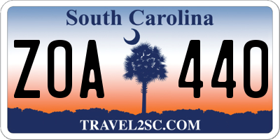 SC license plate ZOA440