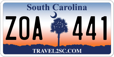 SC license plate ZOA441