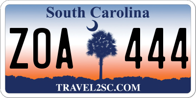 SC license plate ZOA444
