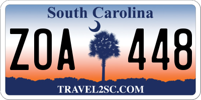 SC license plate ZOA448