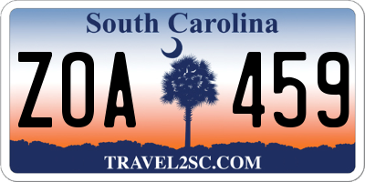 SC license plate ZOA459