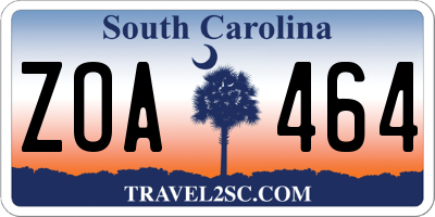 SC license plate ZOA464