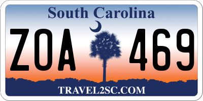 SC license plate ZOA469
