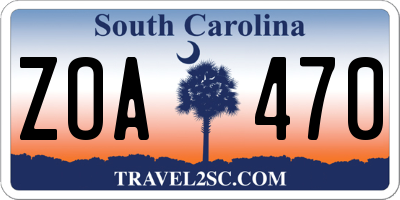 SC license plate ZOA470