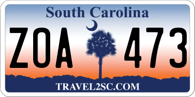 SC license plate ZOA473