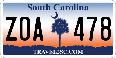 SC license plate ZOA478