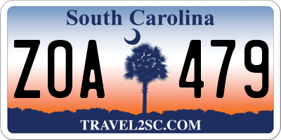 SC license plate ZOA479