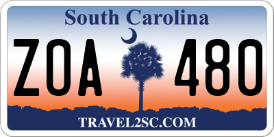 SC license plate ZOA480