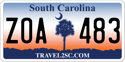 SC license plate ZOA483