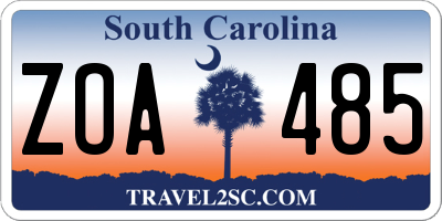 SC license plate ZOA485