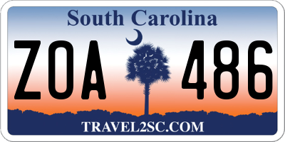 SC license plate ZOA486