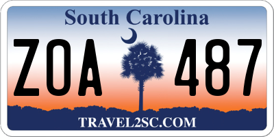 SC license plate ZOA487