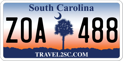 SC license plate ZOA488