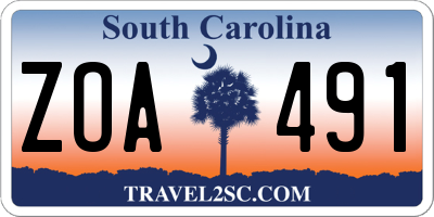 SC license plate ZOA491