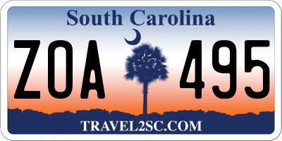 SC license plate ZOA495