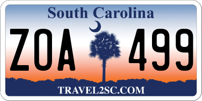 SC license plate ZOA499