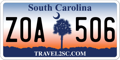 SC license plate ZOA506