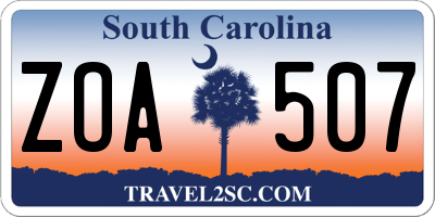 SC license plate ZOA507