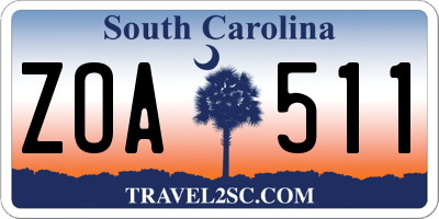 SC license plate ZOA511