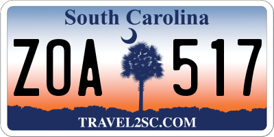 SC license plate ZOA517