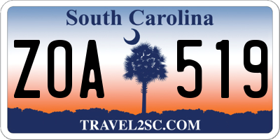 SC license plate ZOA519