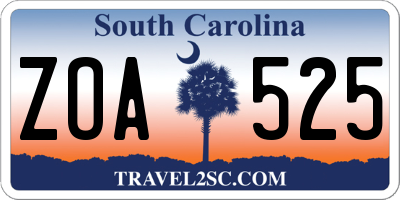 SC license plate ZOA525