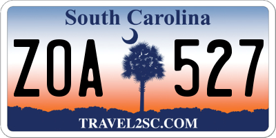 SC license plate ZOA527