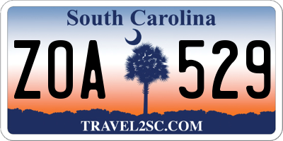 SC license plate ZOA529