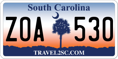 SC license plate ZOA530